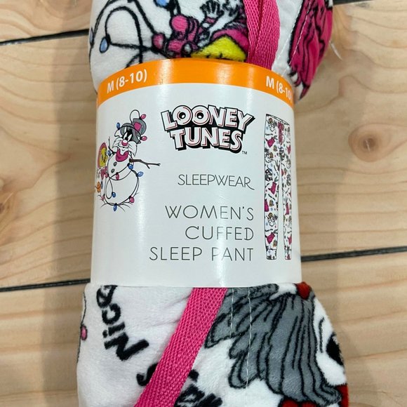 5/$20 NEW L 8-10 Women's Soft Looney Tunes Christmas Sleep Pants - Picture 4 of 5